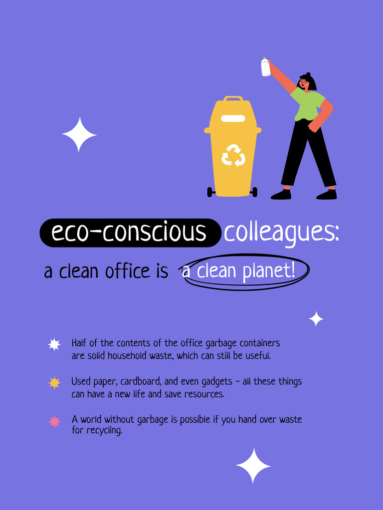 Waste Recycling Awareness with Woman recycling Garbage Poster US – шаблон для дизайна
