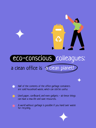 Hulladék-újrahasznosítási tudatosság a szemetet újrahasznosító nővel Poster US tervezősablon