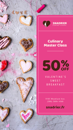 Designvorlage Kulinarische Meisterklasse mit Valentinstagskeksen für Instagram Story