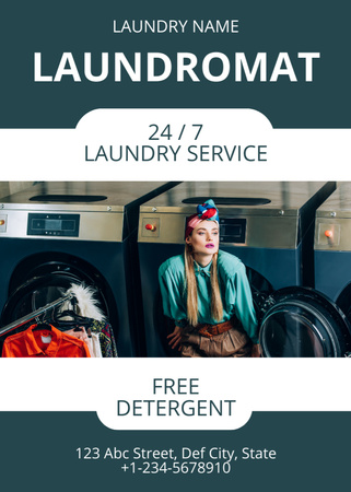 Platilla de diseño Offer Services 24/7 Laundry Flayer