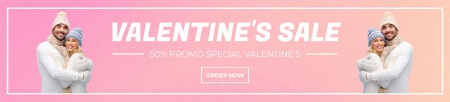 Platilla de diseño Valentine's Day Sale with Couple in Cute Hats Ebay Store Billboard