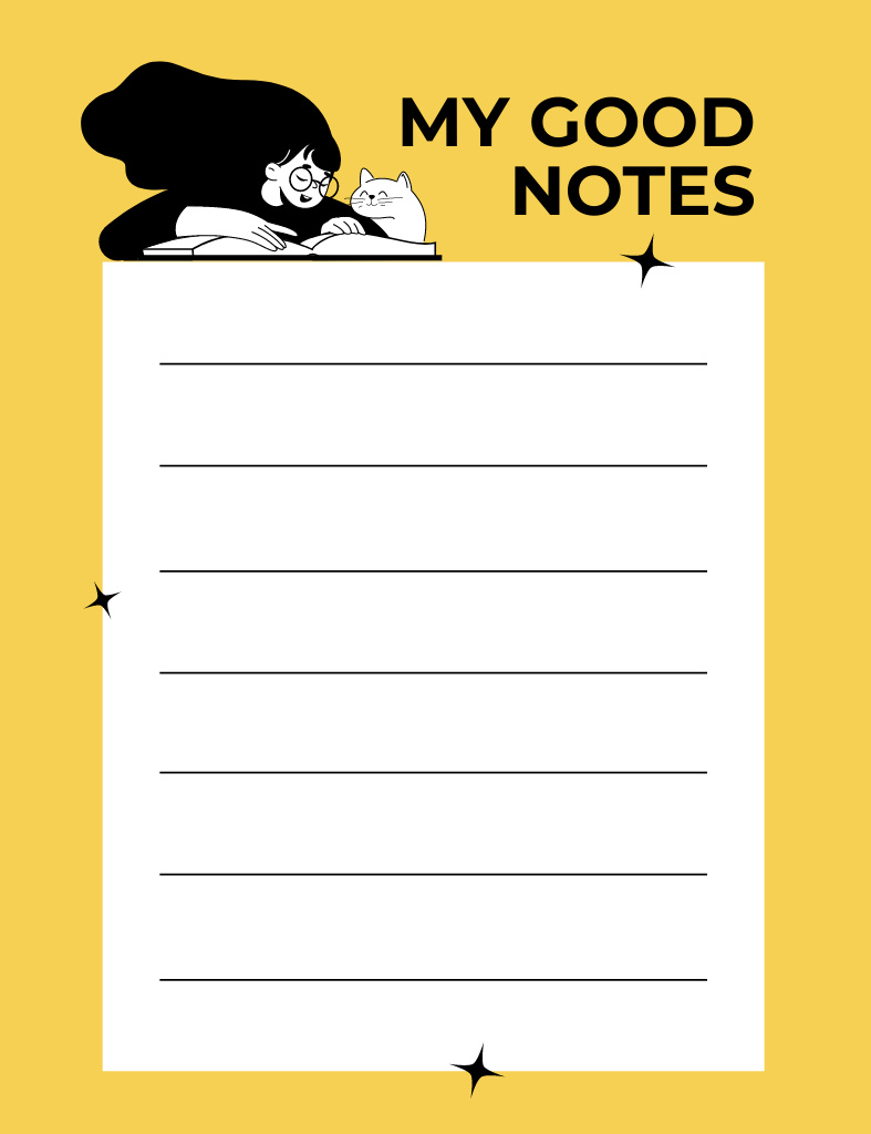 Ontwerpsjabloon van Notepad 107x139mm van Book Review Planner in Yellow with Girl