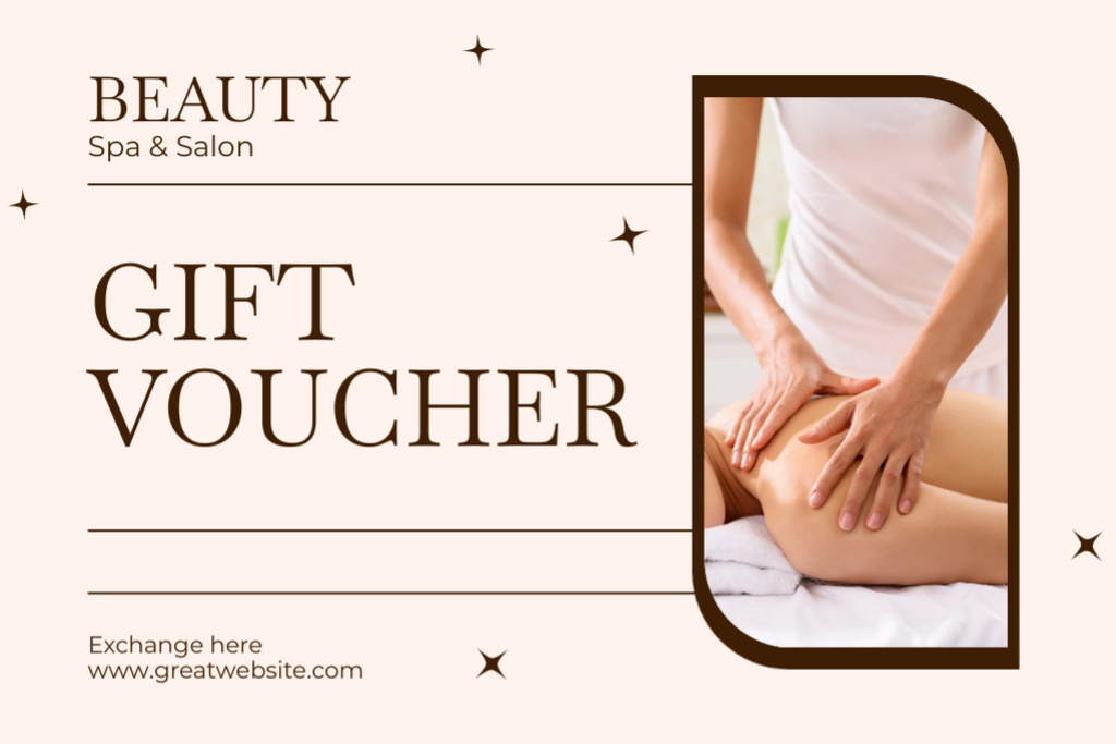 Platilla de diseño Beauty and Spa Center Ad with Pretty Woman with Flower in Hair Gift Certificate