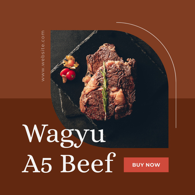 Designvorlage Wagyu A5 Beef Steak Promotion with Meal on Plate für Instagram