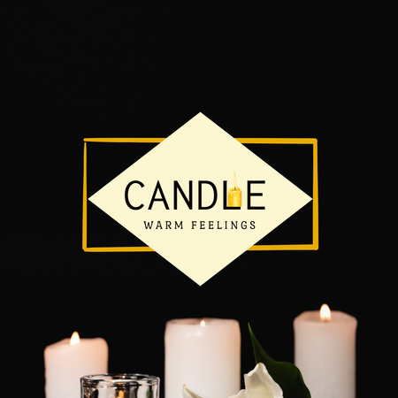 Template di design Annuncio del negozio di candele con slogan in nero Logo