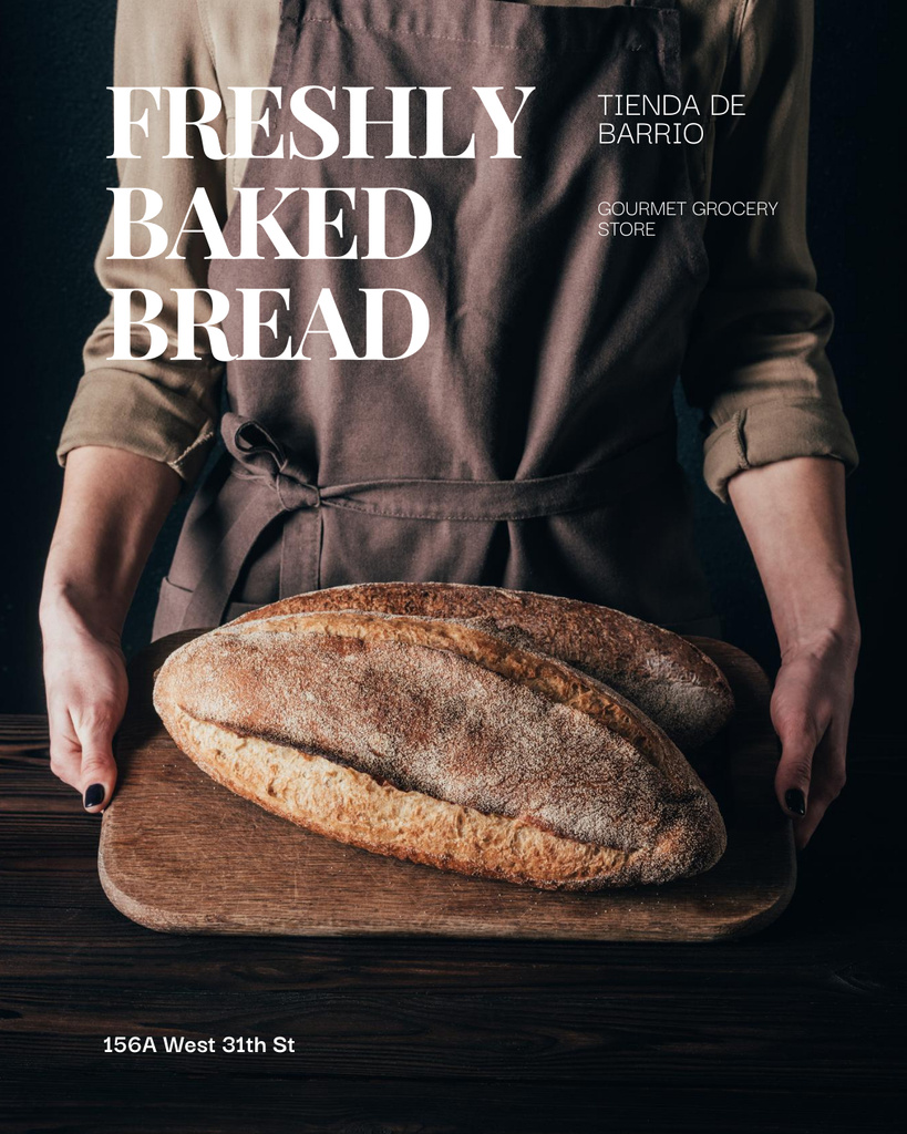 Stylish Ad of Fresh Bread on Black Poster 16x20inデザインテンプレート
