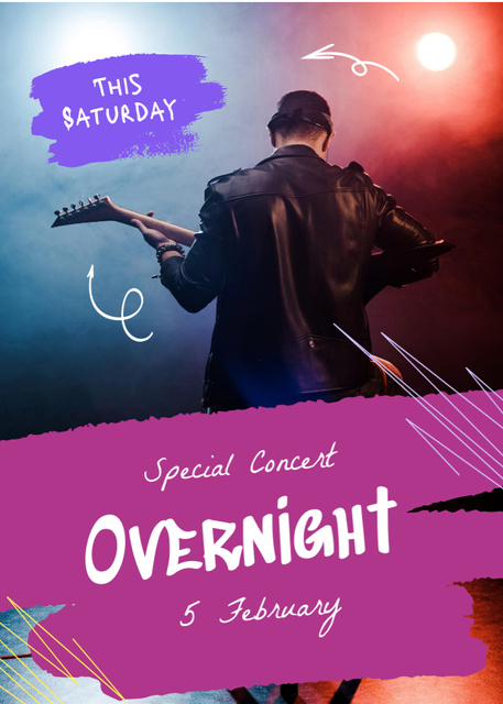 Plantilla de diseño de Special Concert Overnight Announcement Invitation 