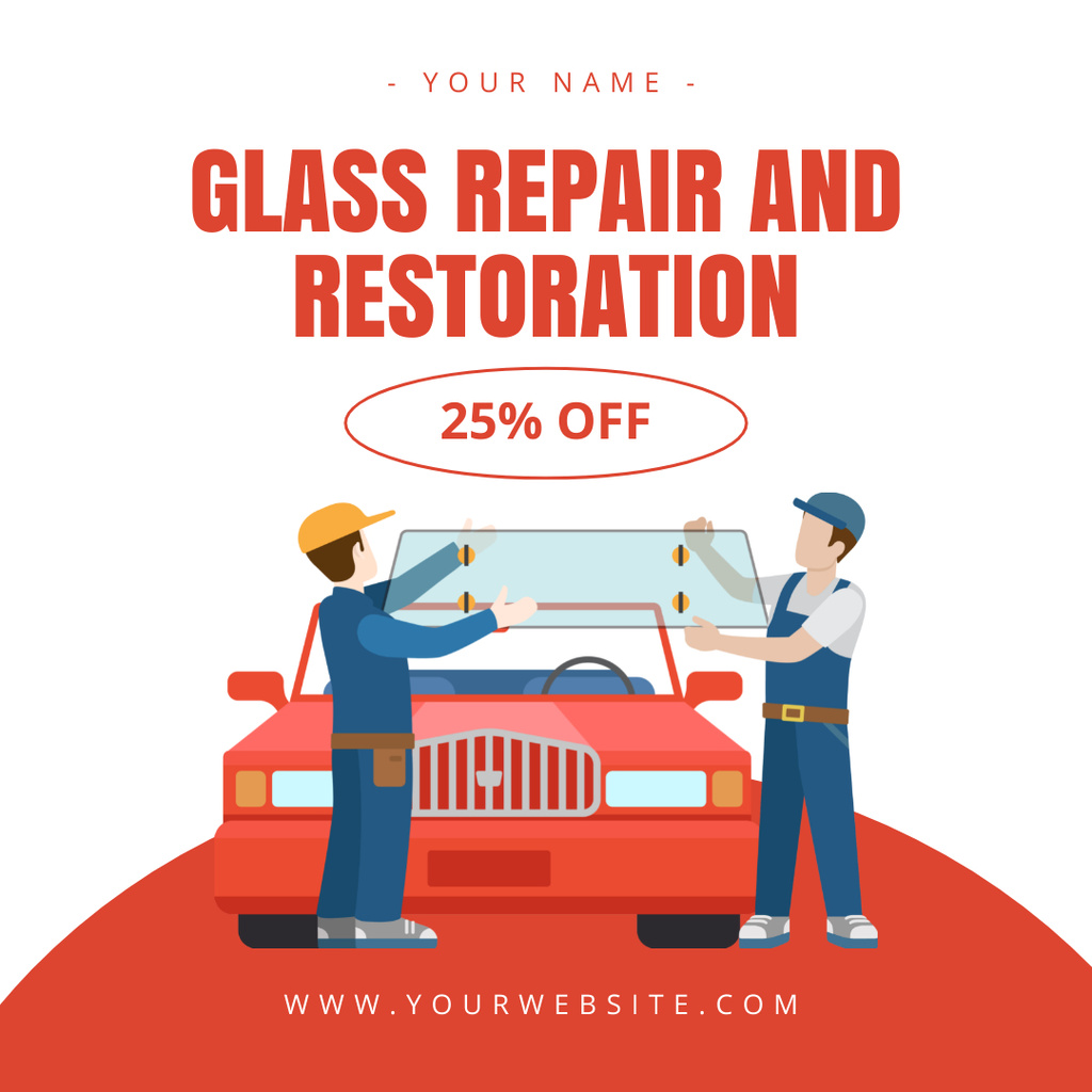 Vehicle Glass Repair And Restoration Service With Discounts Instagram AD – шаблон для дизайна