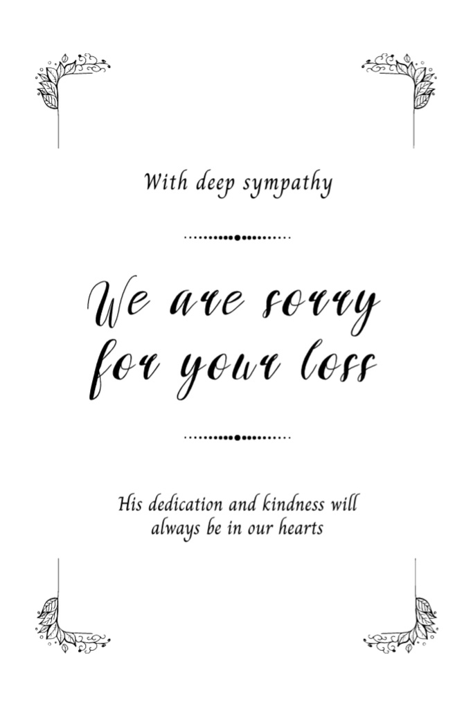 Szablon projektu Sympathy Phrase with Twigs on White Postcard 4x6in Vertical