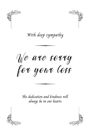 Sympathy Phrase with Decorative Elements Postcard 4x6in Vertical Design Template