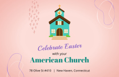 Easter Announcement with Illustration of American Church