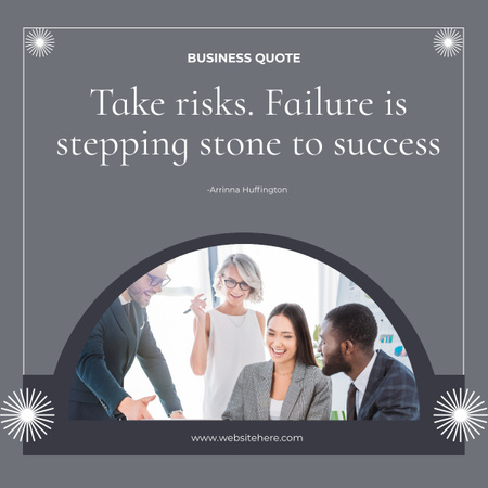 Inspirational Business Quote about Risk and Success LinkedIn post Tasarım Şablonu