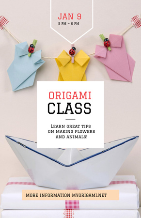 Origami Classes With Paper Garland Invitation 5.5x8.5in Design Template