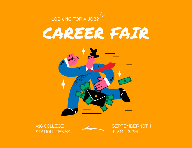 Inviting You to Career Fair Flyer 8.5x11in Horizontal Design Template