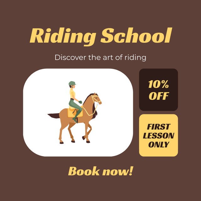 Plantilla de diseño de Exclusive Equine School At Discounted Rates Animated Post 