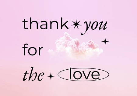 Love And Thank You Phrase With Clouds Postcard A5 Design Template