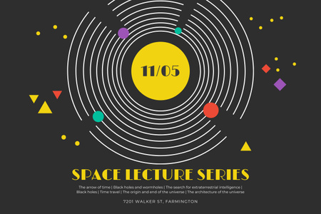 Interesting Educational Space Lecture Series Announcement Poster 24x36in Horizontal Design Template