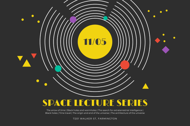 Ontwerpsjabloon van Poster 24x36in Horizontal van Interesting Educational Space Lecture Series Announcement
