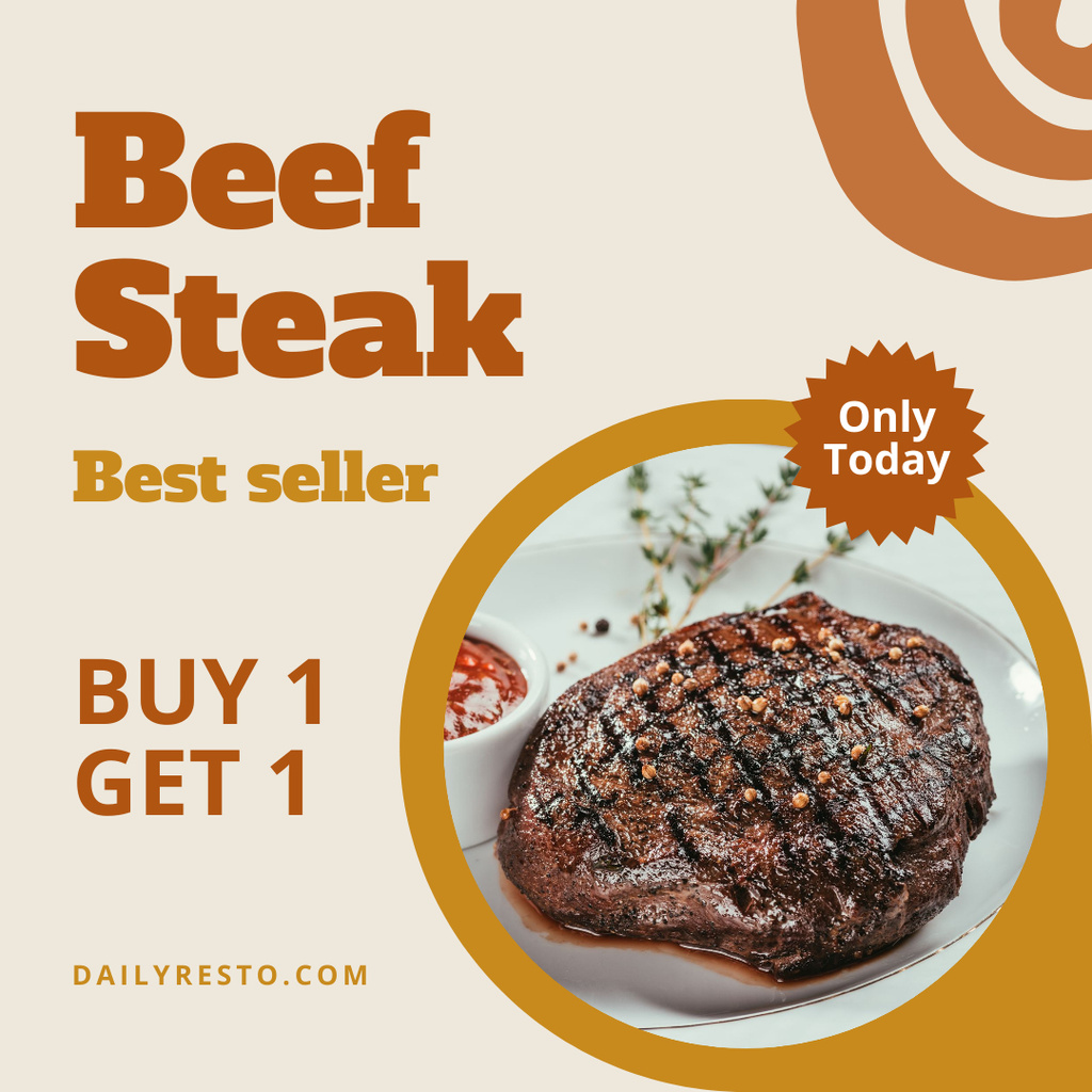Ontwerpsjabloon van Instagram van Beef Steak Special Offer