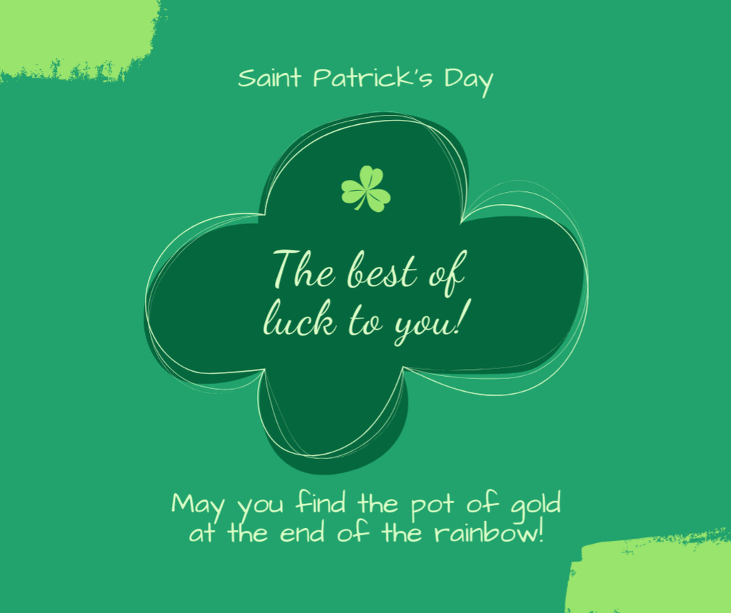 Modèle de visuel Best Wishes of Luck for St. Patrick's Day - Facebook