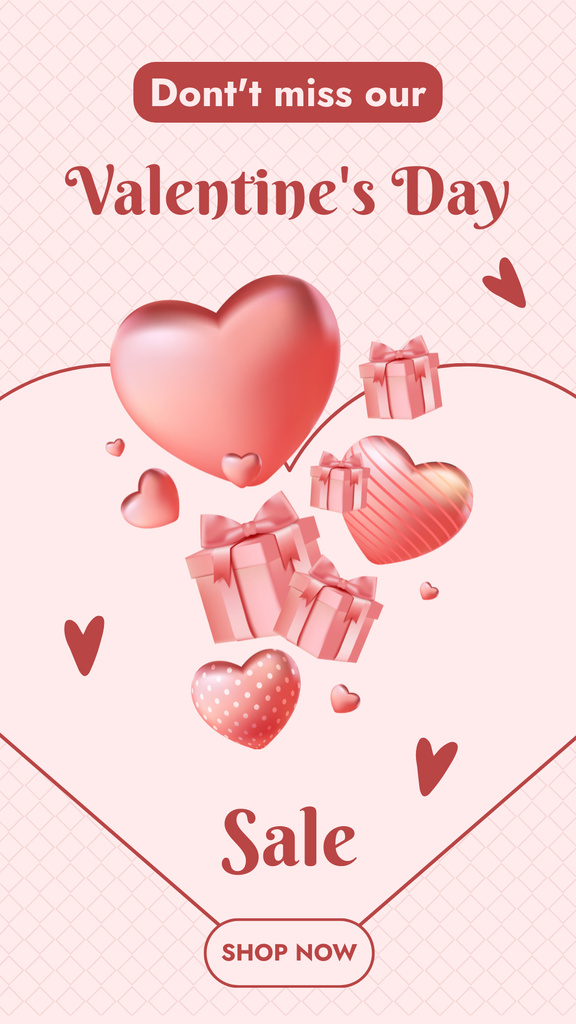 Valentine's Day Sale Offer For Hearts And Presents For Couples Instagram Storyデザインテンプレート