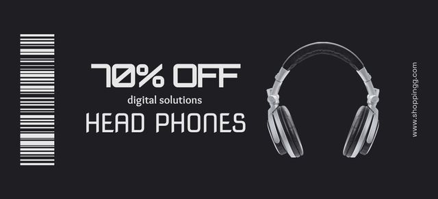 Discount Modern Headphones Sale Coupon 3.75x8.25inデザインテンプレート