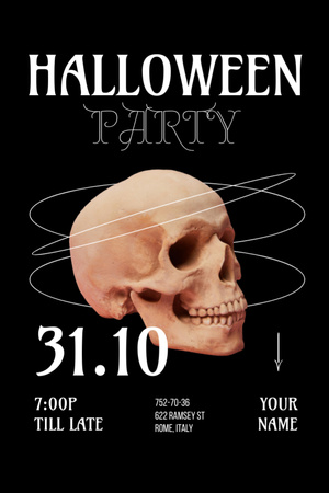Halloween Party Announcement with Skull Invitation 6x9in Design Template