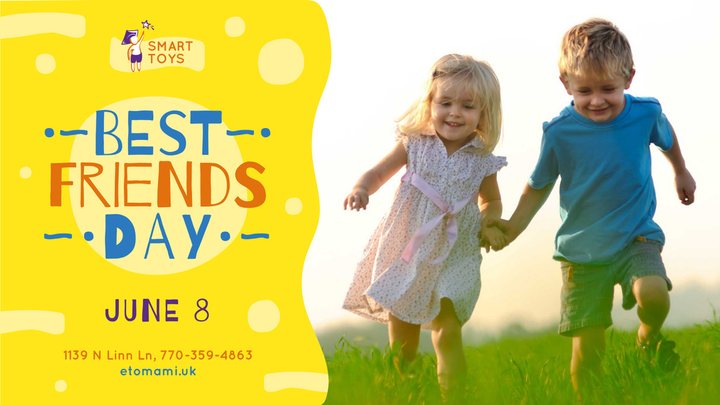 Best Friends Day Offer Kids on a walk outdoors FB event cover Modelo de Design