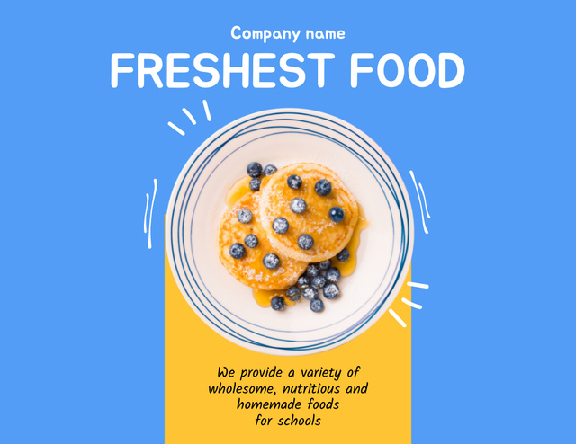 Tempting School Food Digital Promotion With Berries Flyer 8.5x11in Horizontal Design Template