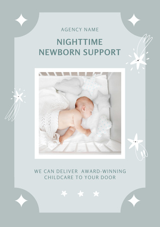 Night Care Services for Newborns Poster A3 Design Template