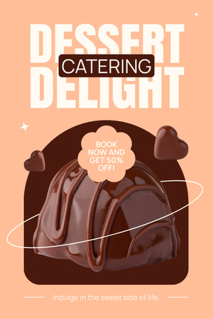 Catering Services with Yummy Chocolate Dessert Pinterest Design Template