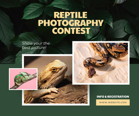Modèle de visuel Annonce du concours de photographie de reptiles - Facebook