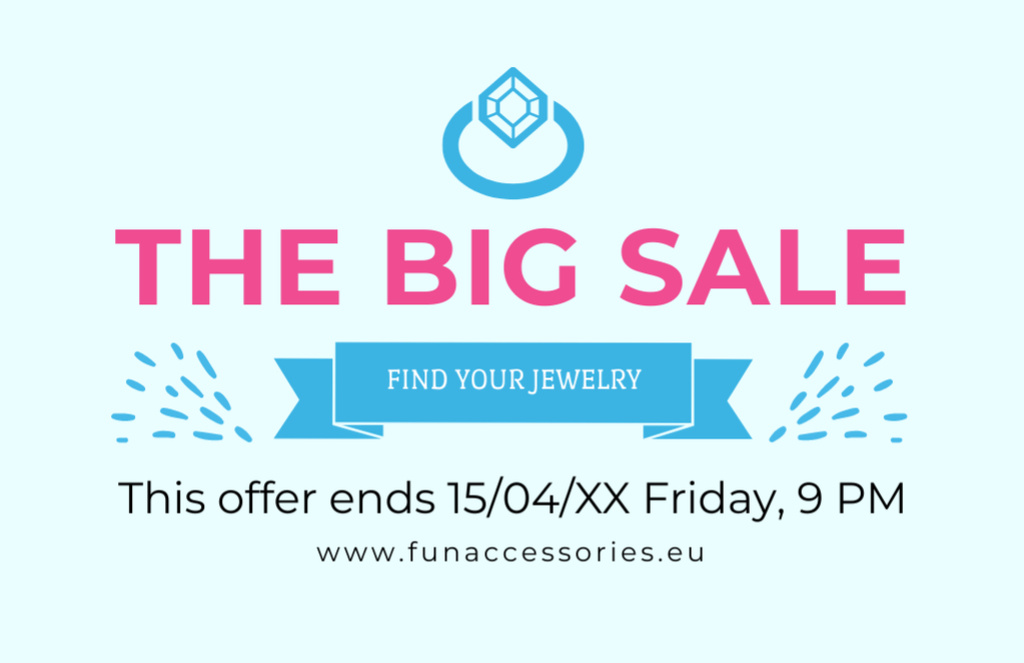 Jewelry Big Sale Announcement with Ring on White Flyer 5.5x8.5in Horizontal Šablona návrhu