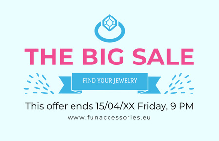Jewelry Big Sale Announcement with Ring on White Flyer 5.5x8.5in Horizontal Design Template