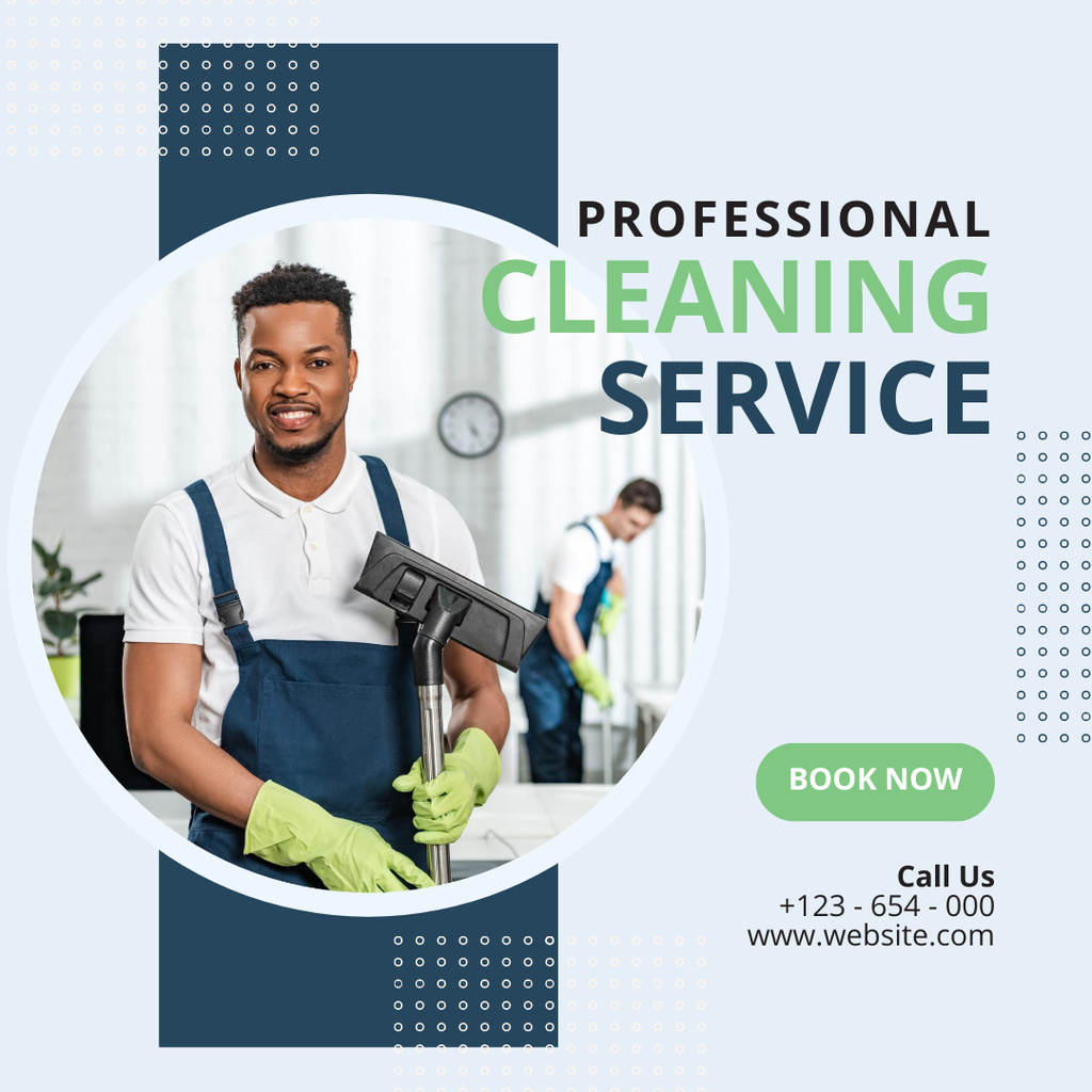 Platilla de diseño Clearing Service Offer with Man in Uniform Instagram AD