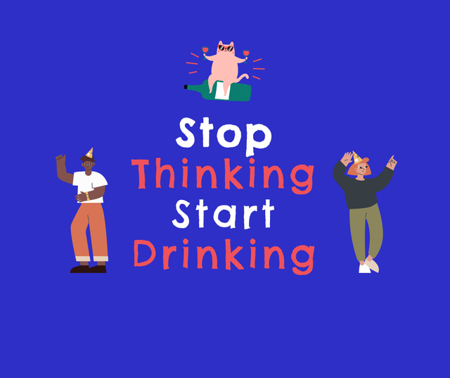 Drinking party blue cartoon Facebook Design Template