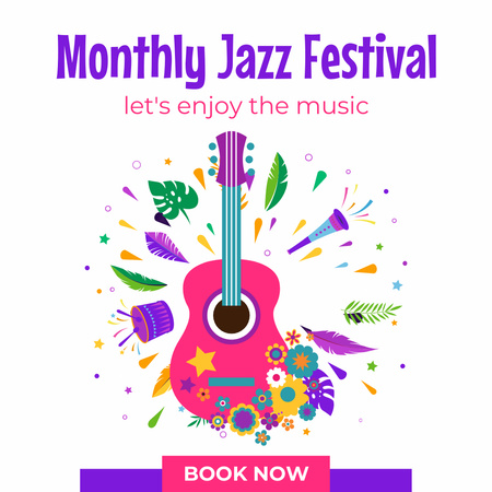 Modèle de visuel Monthly Jazz Festival - Instagram AD