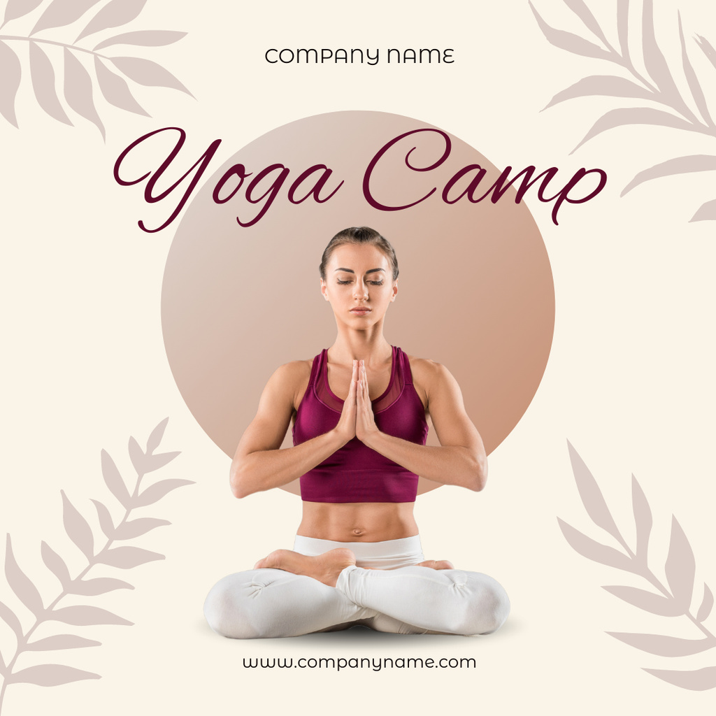 Ontwerpsjabloon van Instagram van Yoga Camp Promotion And Lotus Pose