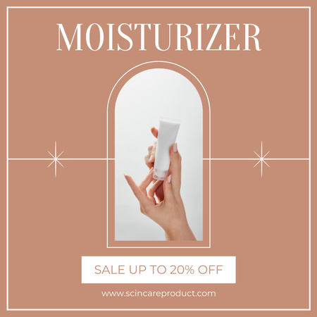 Modèle de visuel Skincare Cosmetics Ad with Woman Apllying Moisturiser - Instagram