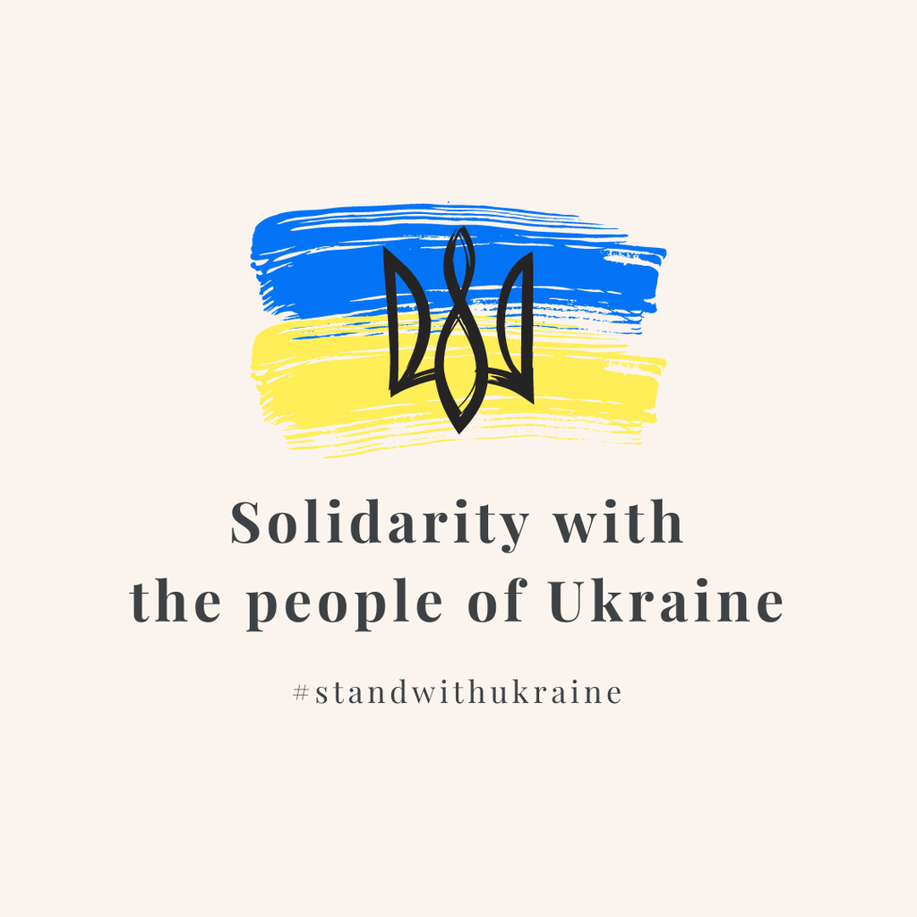 Ukrainian Coat Of Arms and Solidarity With Ukraine Instagram Design Template