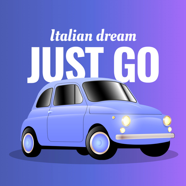 Cute Retro Car Illustration Instagram – шаблон для дизайна
