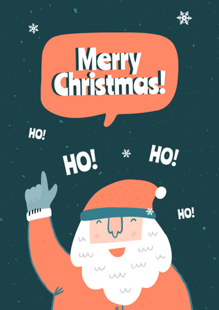 Christmas Cheers with Joyful Cartoon Santa Postcard A5 Vertical Design Template