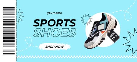 Sports Running Shoes With Discount Offer Coupon 3.75x8.25in Design Template
