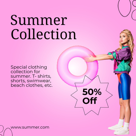 Designvorlage Retro Blonde Girl On Pink Background für Instagram
