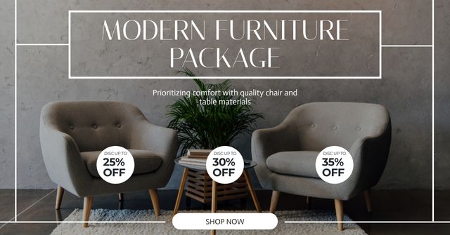 Plantilla de diseño de Offer of Modern Furniture Package Facebook AD 