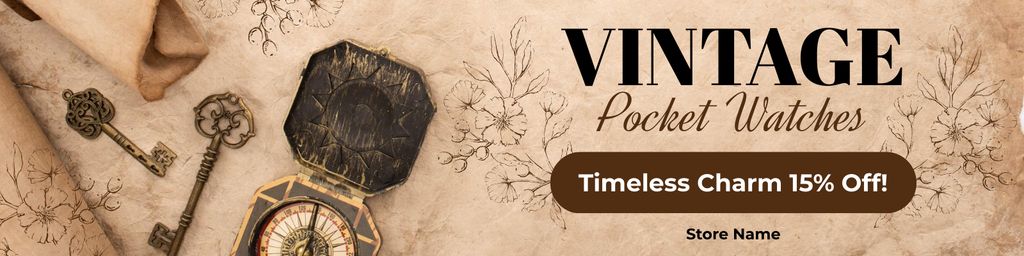 Well-preserved Pocket Watches Sale Offer Twitterデザインテンプレート