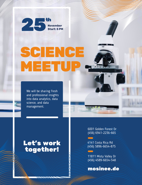 Science Meetup Announcement Poster 8.5x11in Design Template