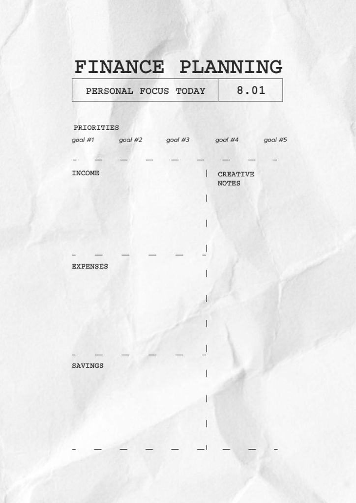 Finance Planning on Cramped Paper Schedule Planner – шаблон для дизайна