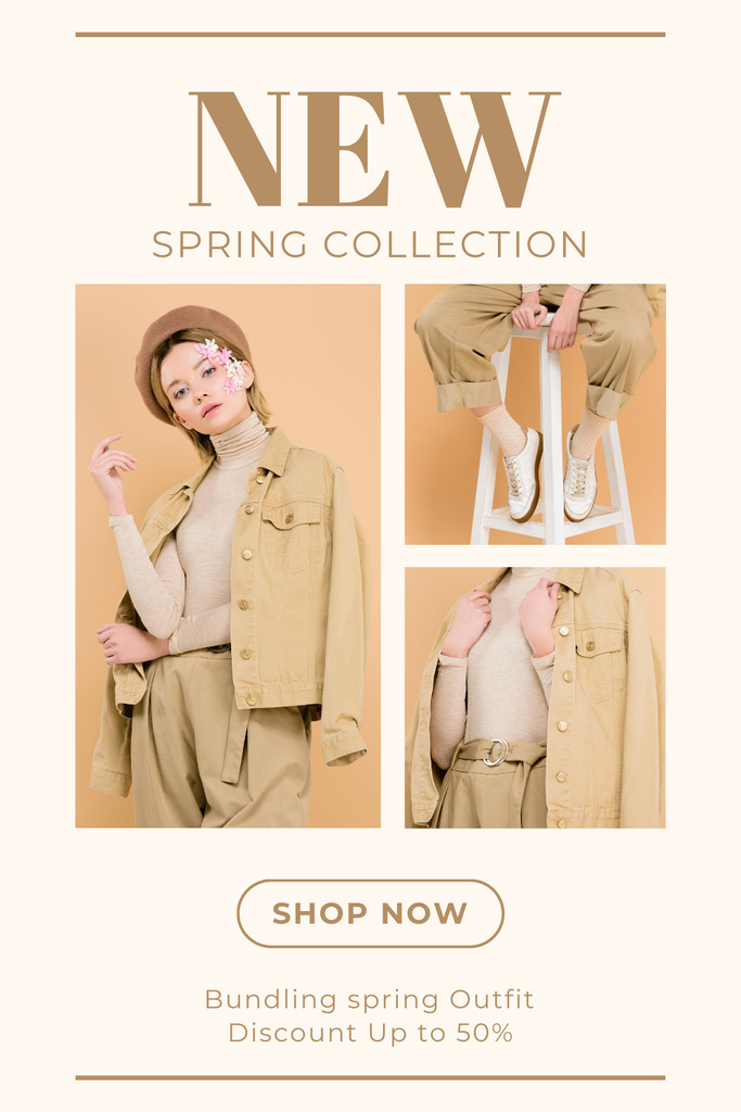 Spring Collection Sale Collage in Pastel Colors Pinterest Πρότυπο σχεδίασης