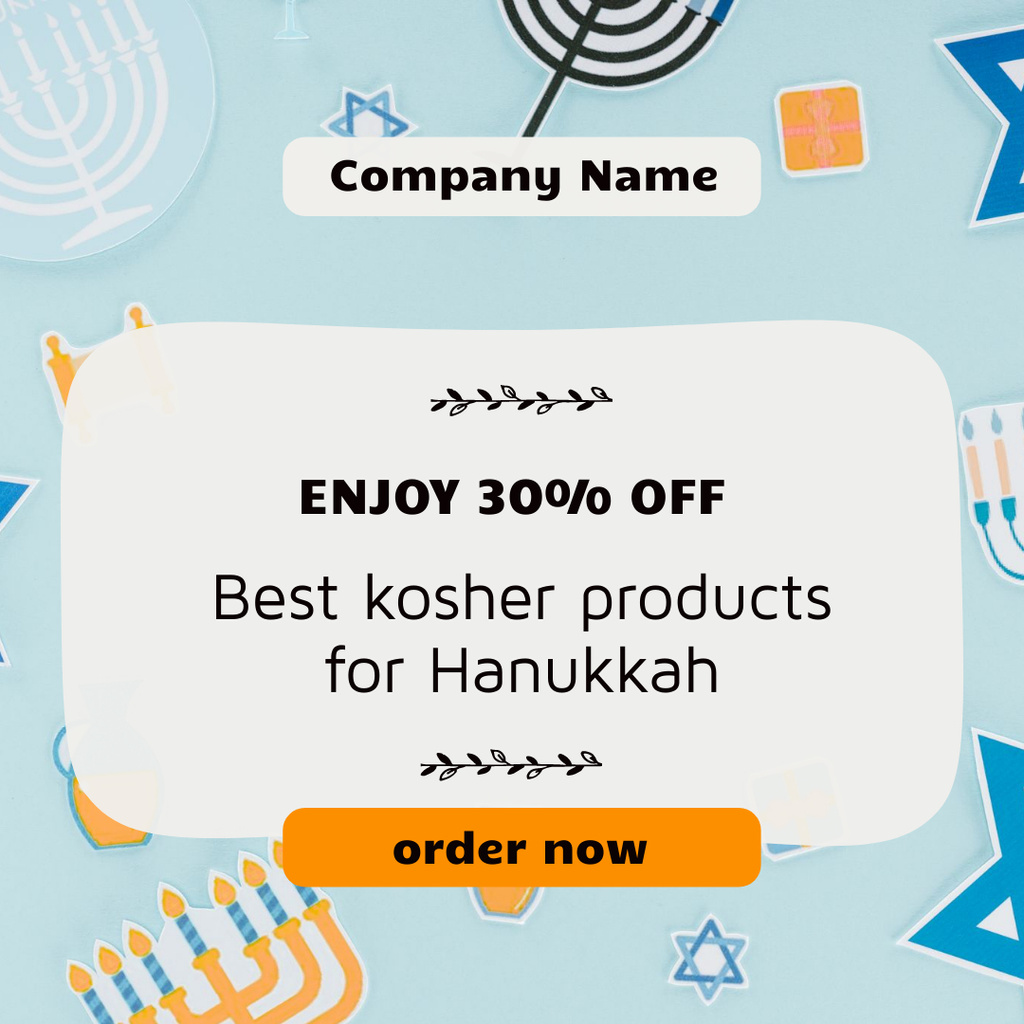 Designvorlage Discount Offer on Kosher Products for Hanukkah für Instagram